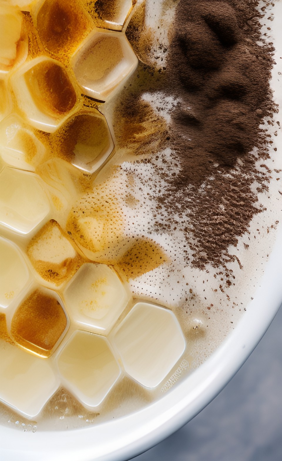 The Coffee Craft - coffee beans, milk, honey, sugar, and vanilla bean pouring into a cup splash ingredients preview