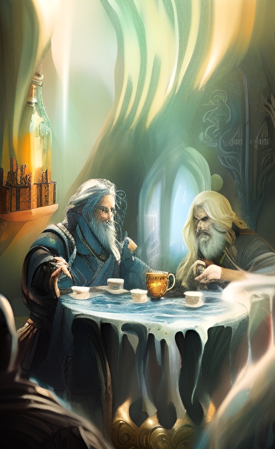 Middle Earth Coffee - lord of the rings drinking cups of coffee together in a tavern preview