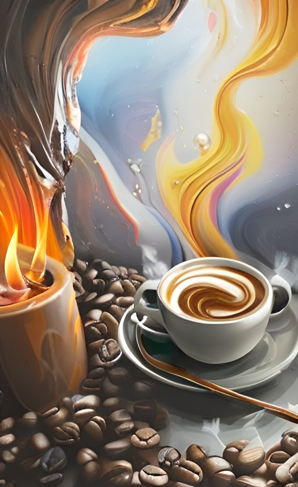 The First Fiery Sip - coffee as a fireplace preview