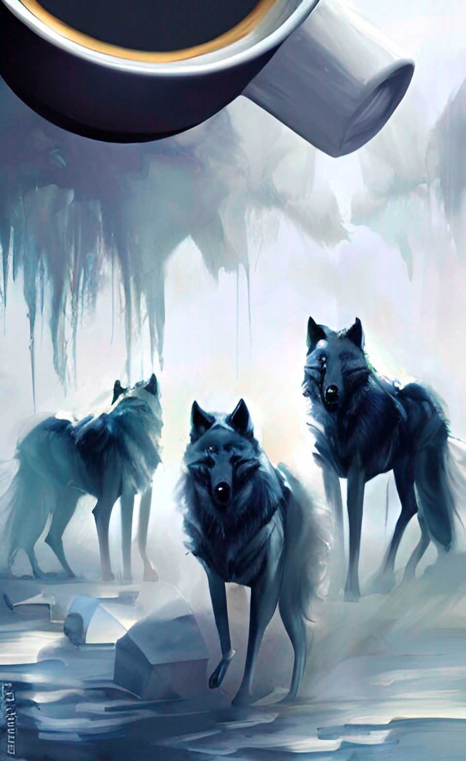 Survival is Vital - a pack of wolves defending a cup of coffee preview