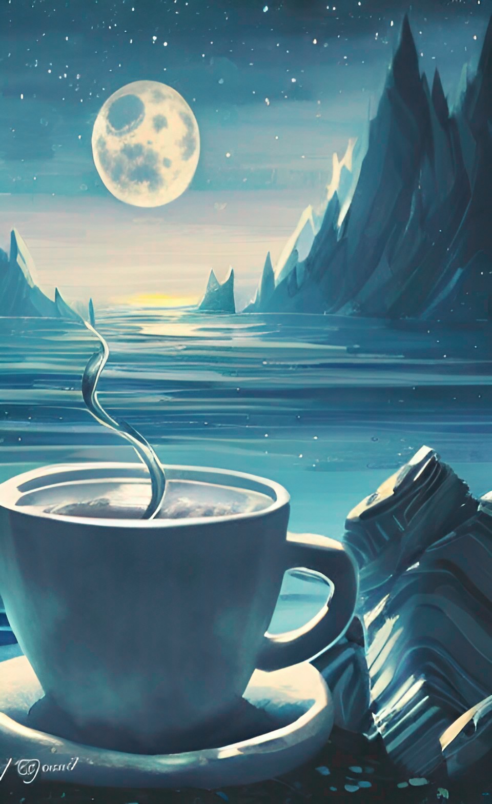 A True MoonBeanBrew - moonlight shining down over a cup of coffee preview