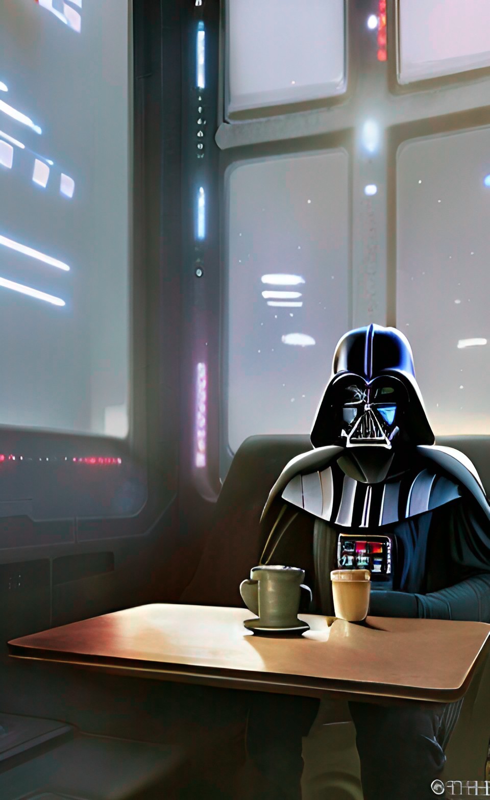 “I’ve been waiting” - star wars darth vader drinking coffee on the deathstar￼ preview