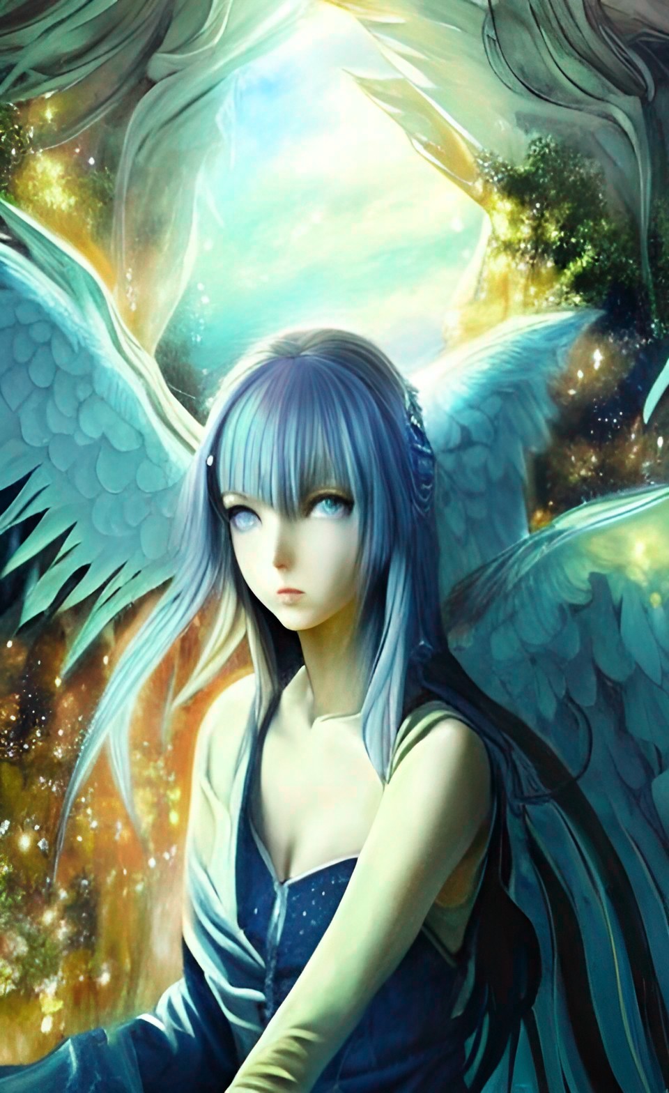 "anime angel, detailed digital art by platinum end, pixar, movie poster style, box office hit, a masterpiece of storytelling, gorgeous anime eyes, gil elvgren, artgerm, background art by white fox" preview