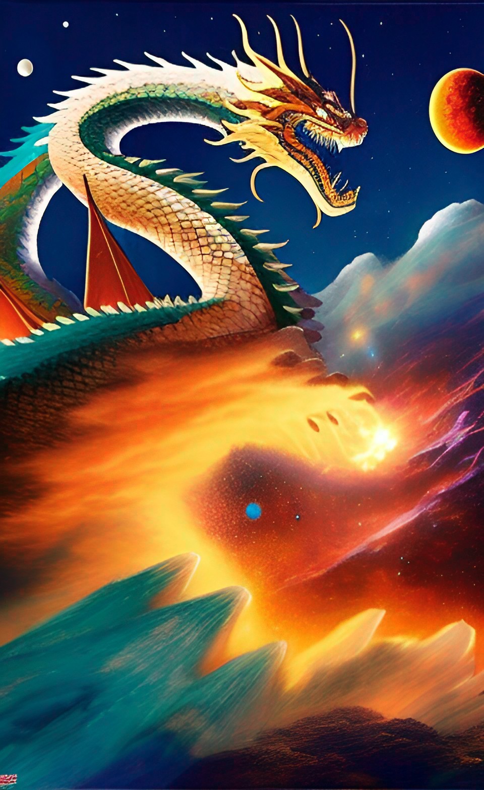 dragon, space, fire, astral currents preview