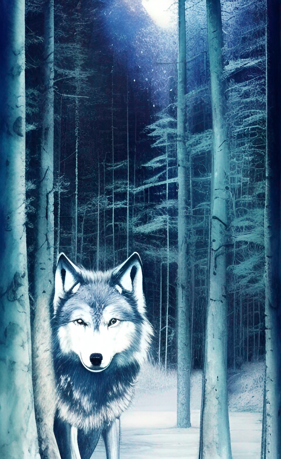 "wolf, glowing blue eyes." preview