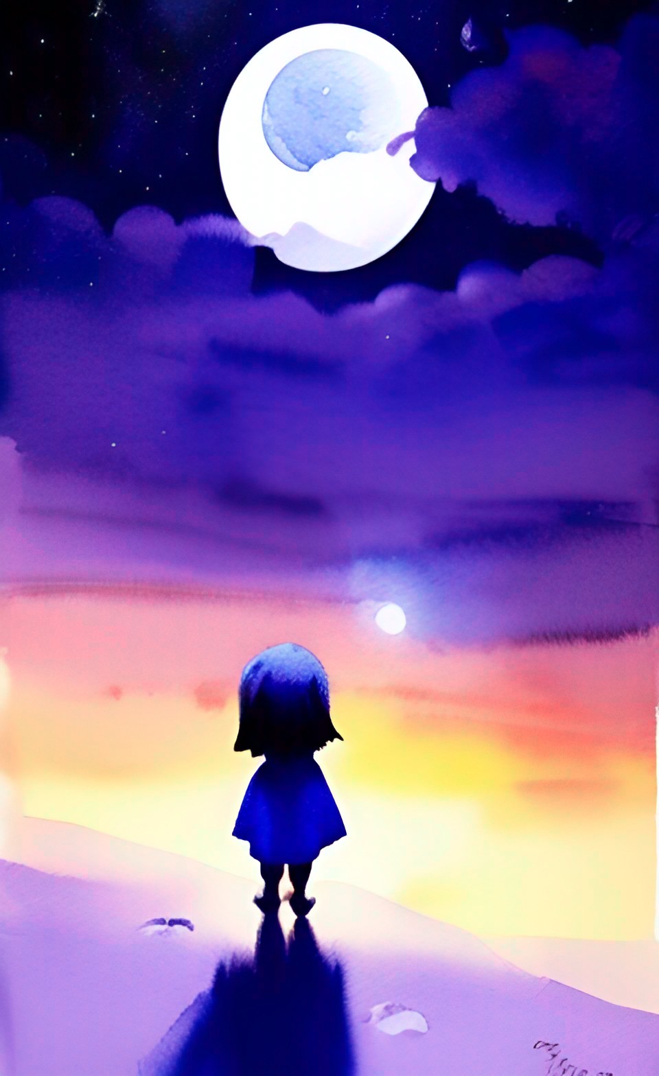 a little doll staring at the moon and the stars preview