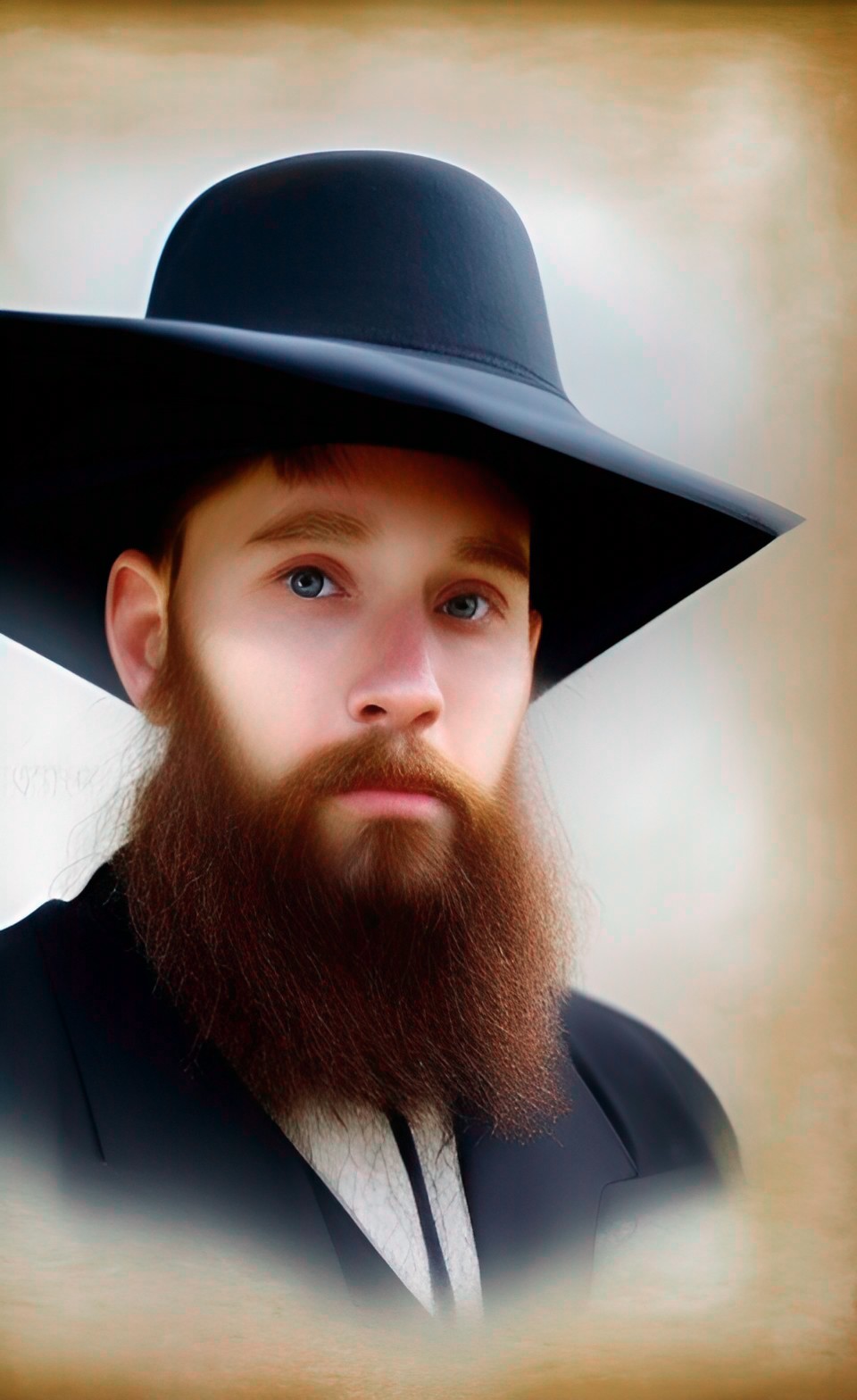 fine art portrait,  amish man hat, , fine art portrait, realistic" preview