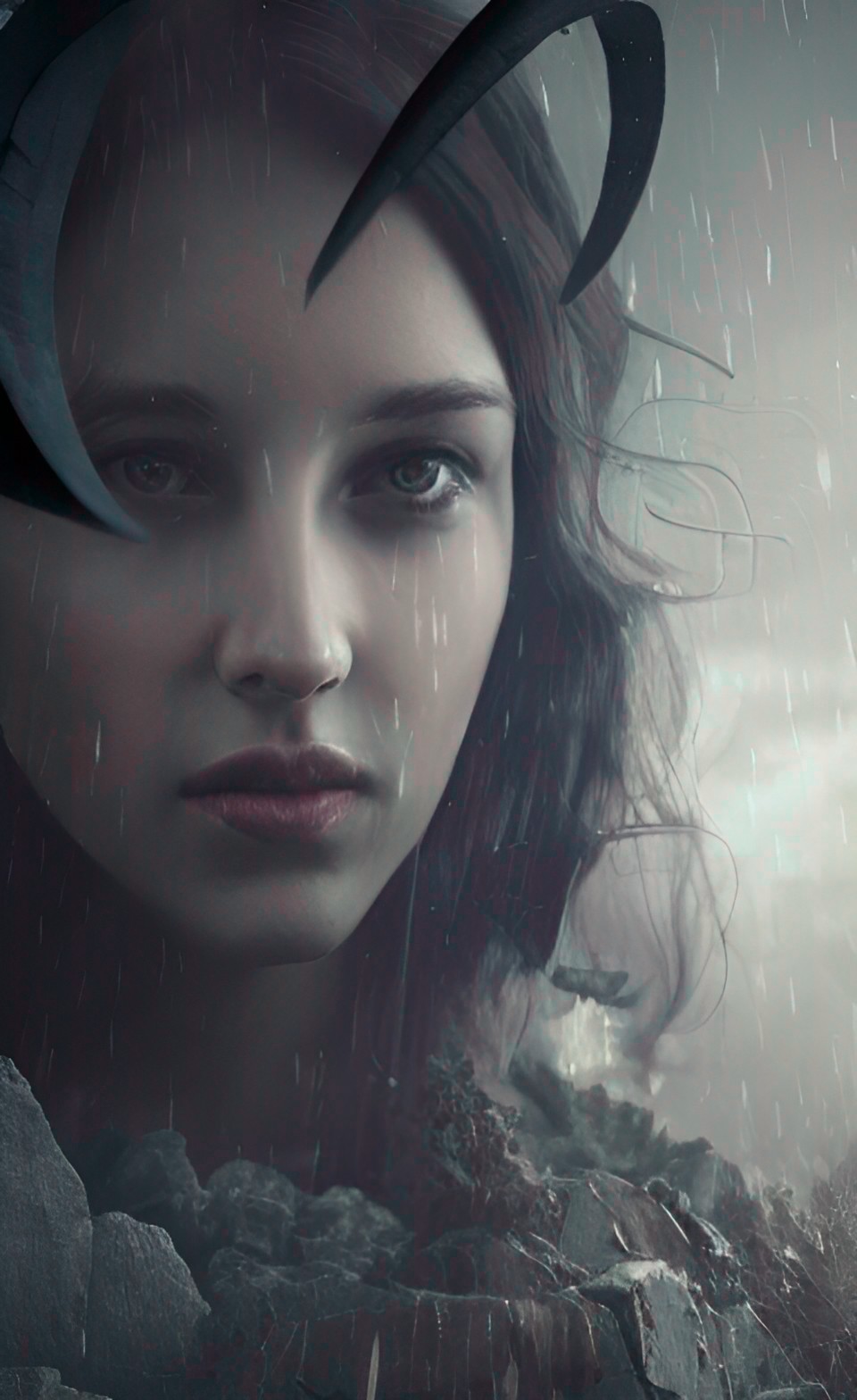 lilith , portrait,8k, dark, fallen angels, skies, rain preview