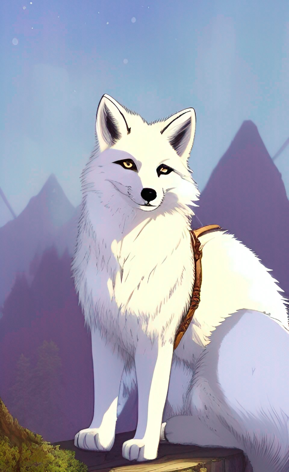 white fox character, warrior, fantasy, studio ghibli, digital art, skyrim, cute, anime, manga, detailed, $deformed, ugly, feral, weird eyes, blurry, human, human face, person, signature, human hands$ preview