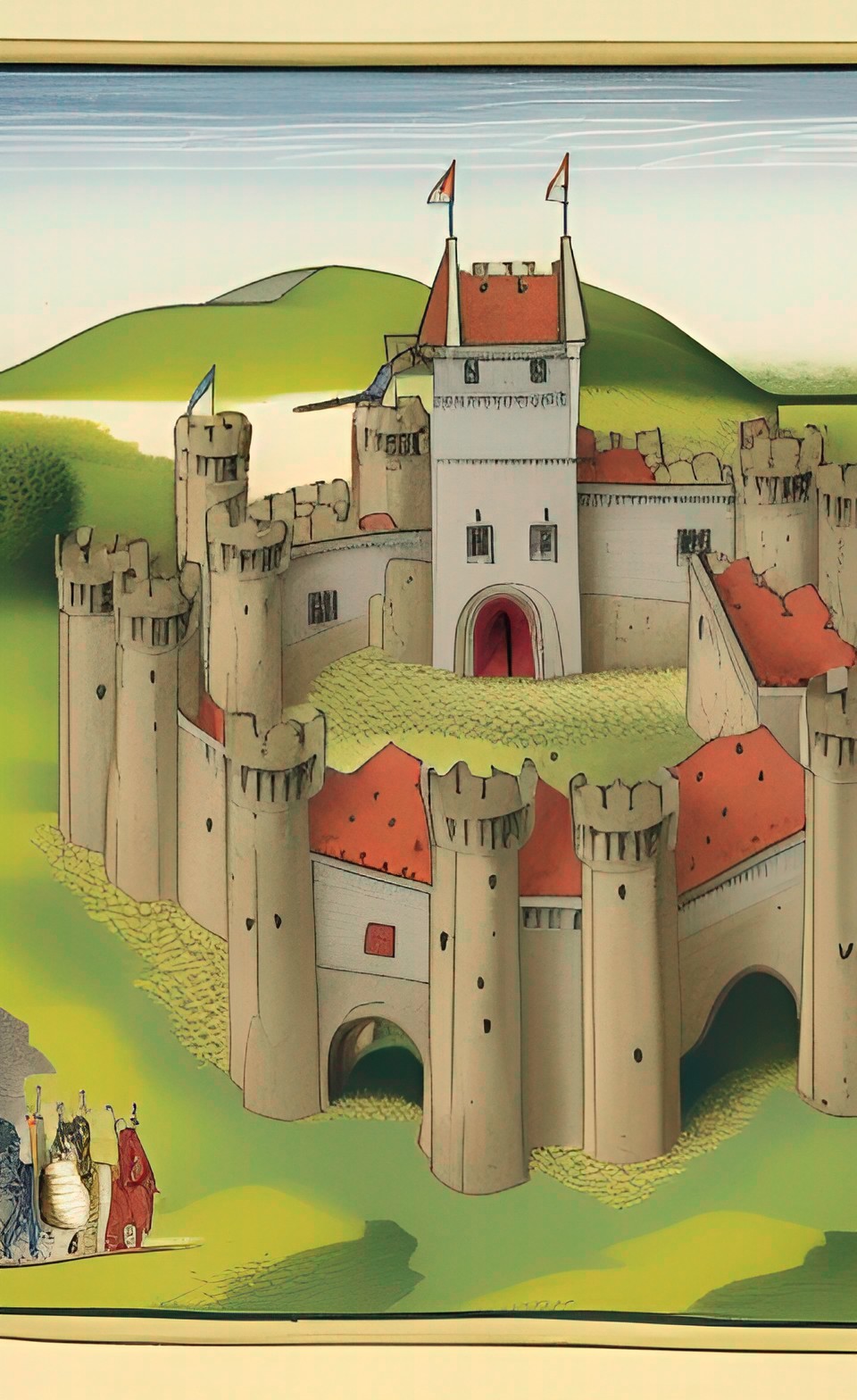 life in middle ages feudal system, diagram illustration of a castle preview