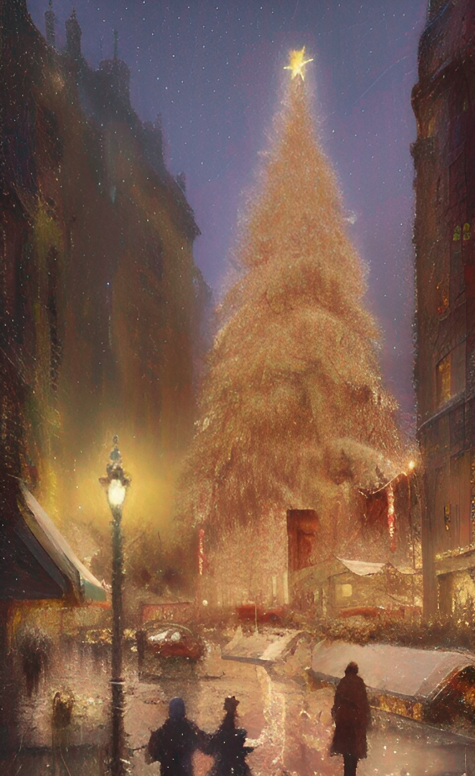 Before Christmas Day - christmas, night city, tree, present￼, shopping￼ preview