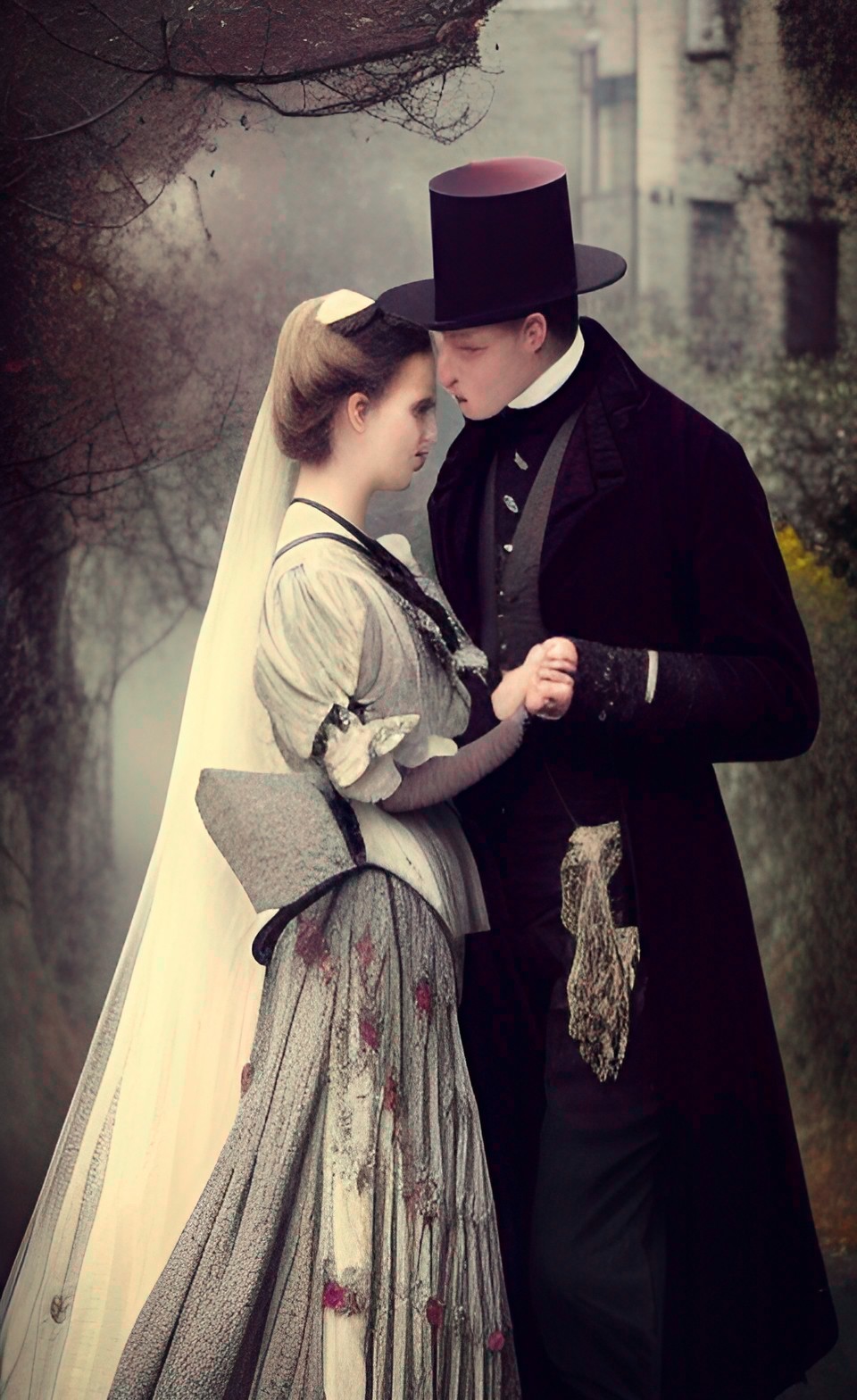 victorian city, 8k, portrait, united kingdom , love, lovers, man and woman victorian era clothing preview