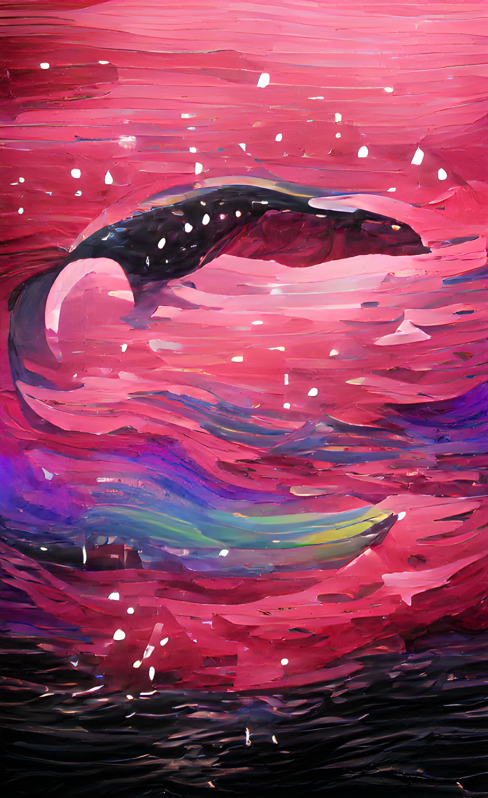 Pinkywhale - pink whale ocean starry sky rainbow preview