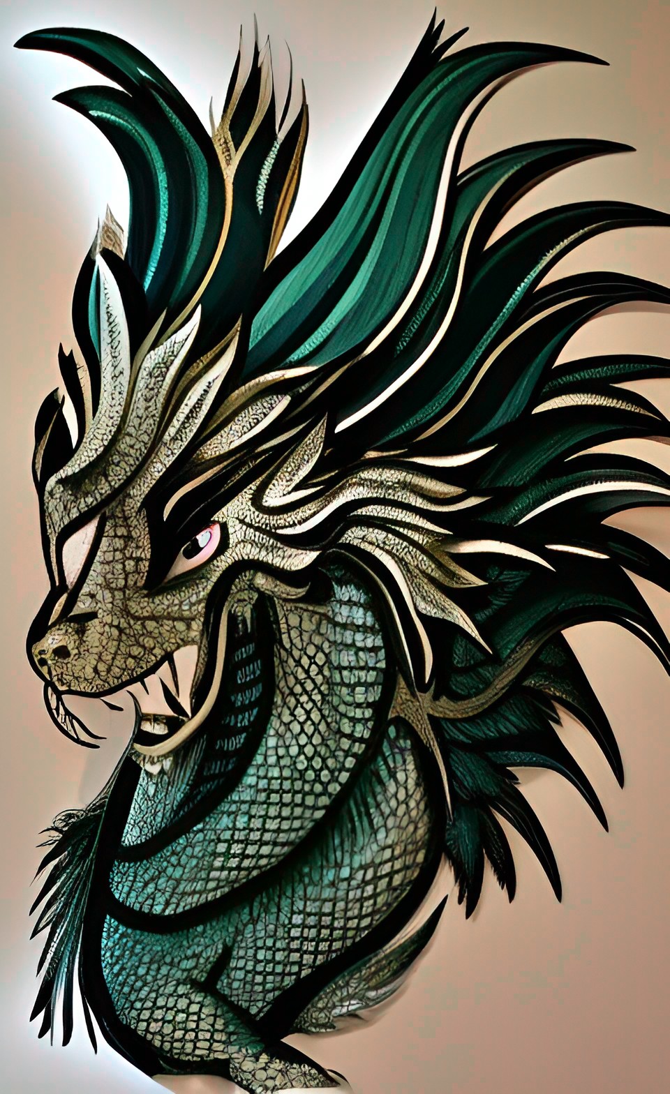 dragon with feathers and a cat head preview