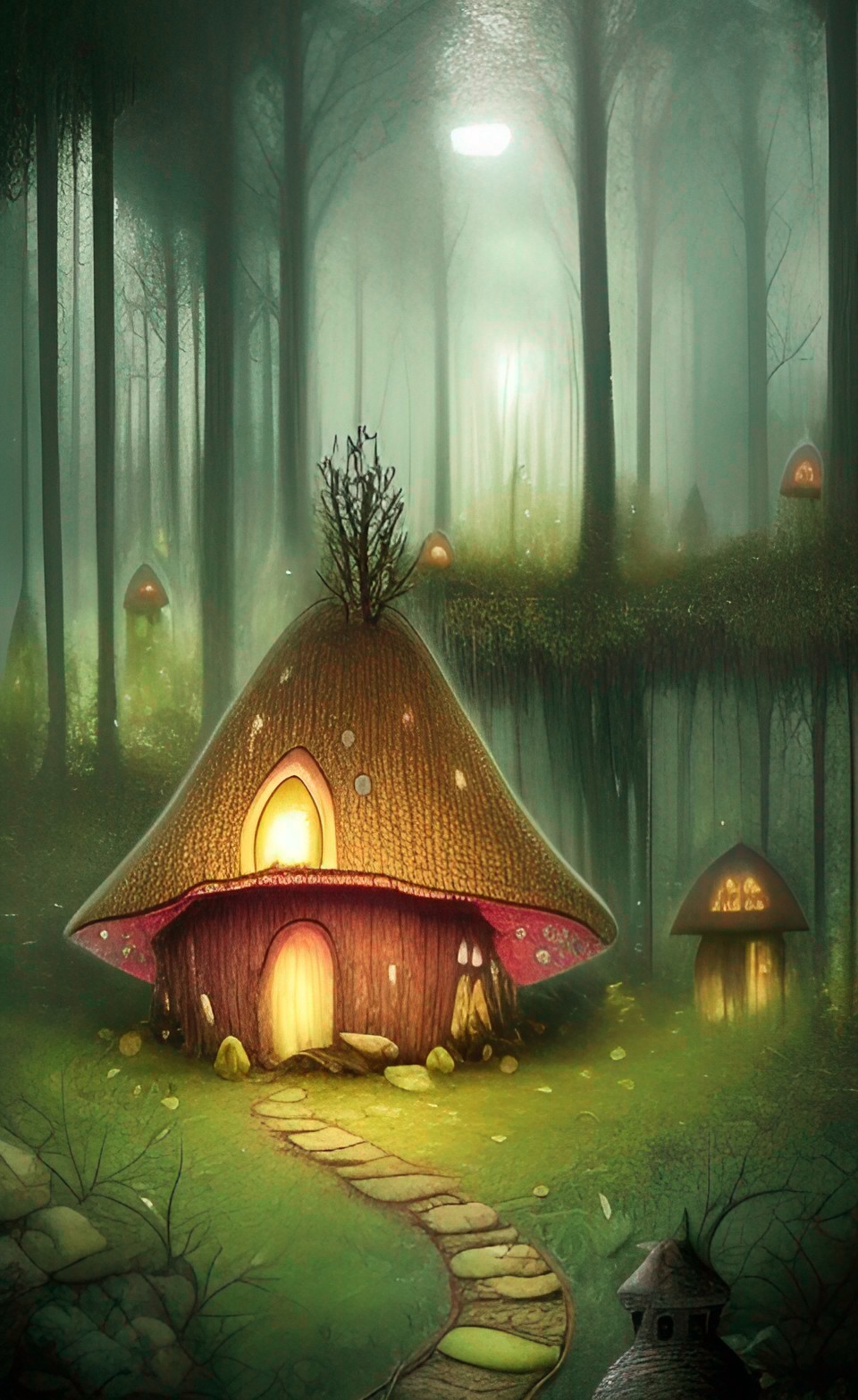 a cozy mushroom house with a mushroom garden and a gnome preview