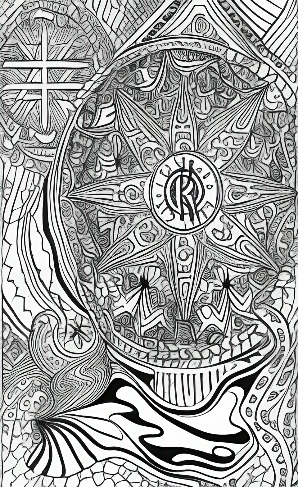 coloring page of abstract esoteric symbols preview