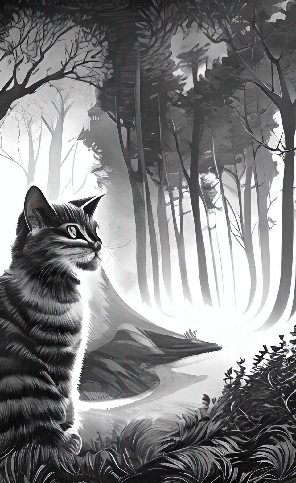 a cat in magic forest preview