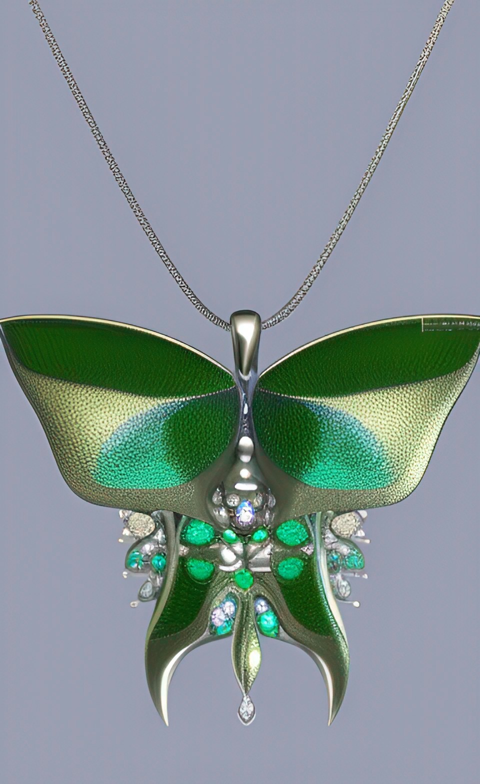 jeweled luna moth pendant silver preview