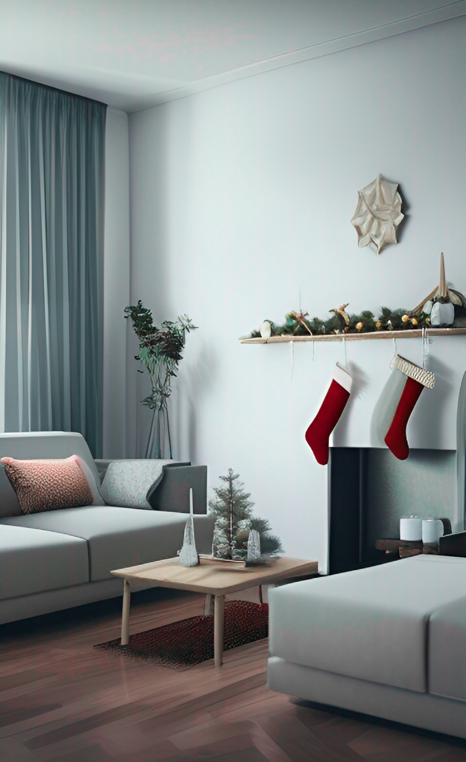 living room with minimalist christmas decor preview