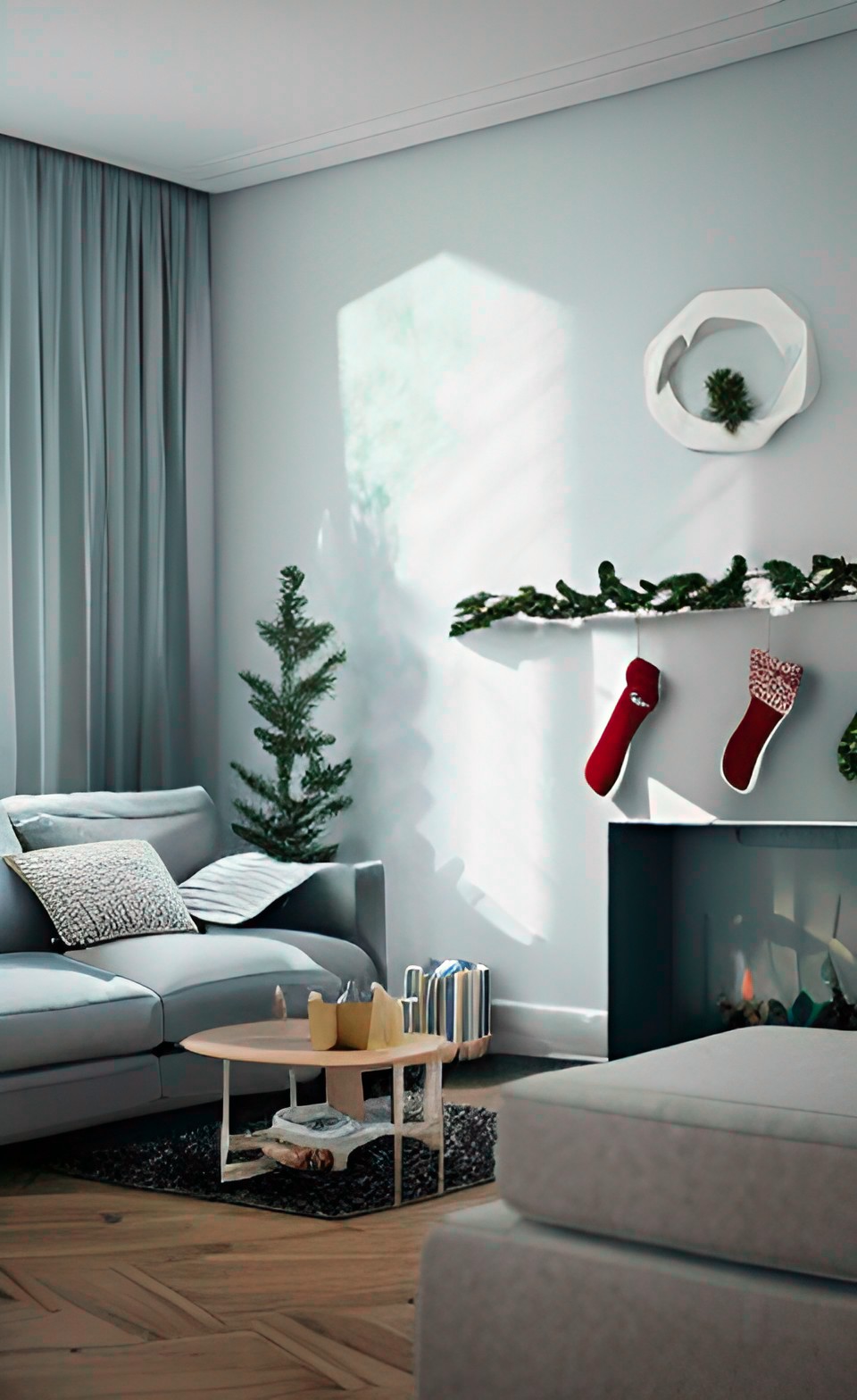 living room with minimalist christmas decor preview