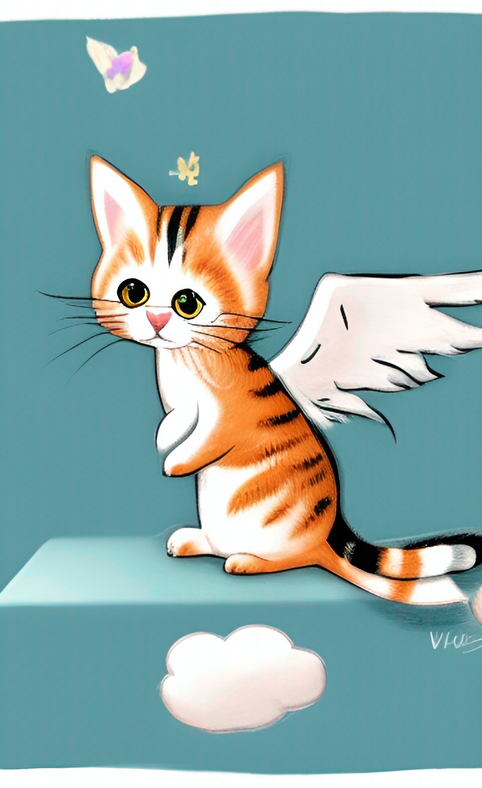 so picture of a little cartoon cat with wings, hoppy legs, and a twitchy nose preview