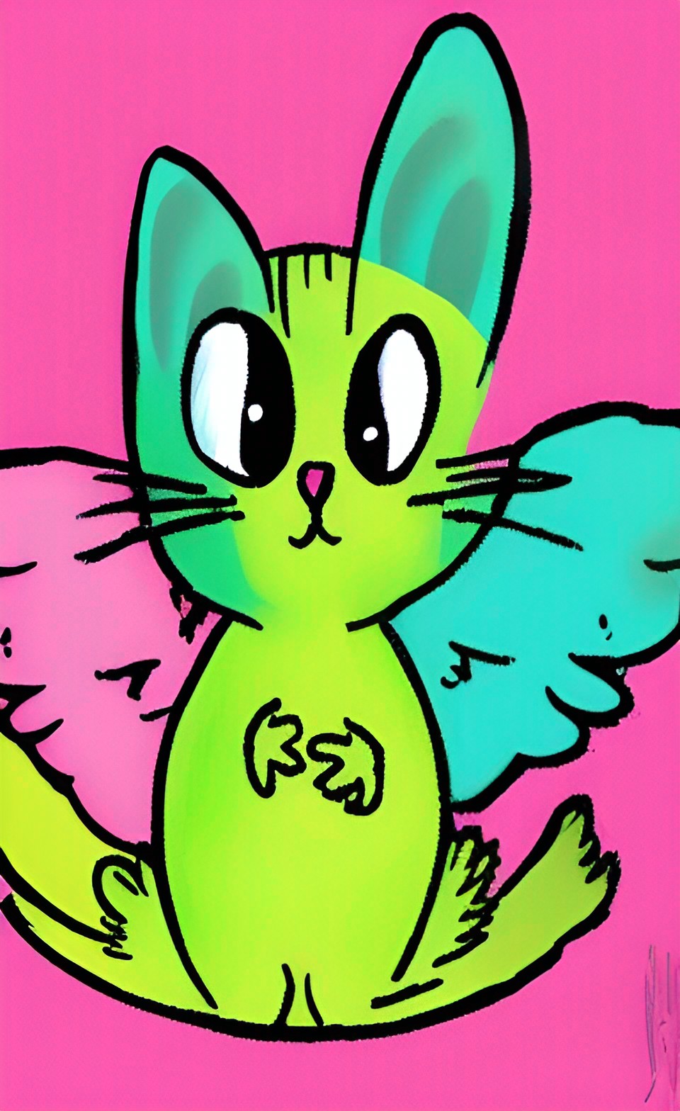 a picture of a little cartoon cat with wings, hoppy legs, and a twitchy nose preview