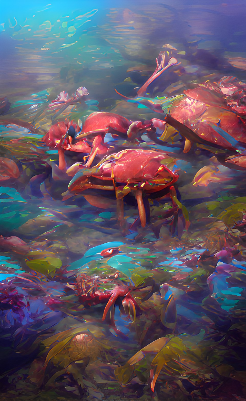 magical crabs in an enchanted sea, vivid colors preview