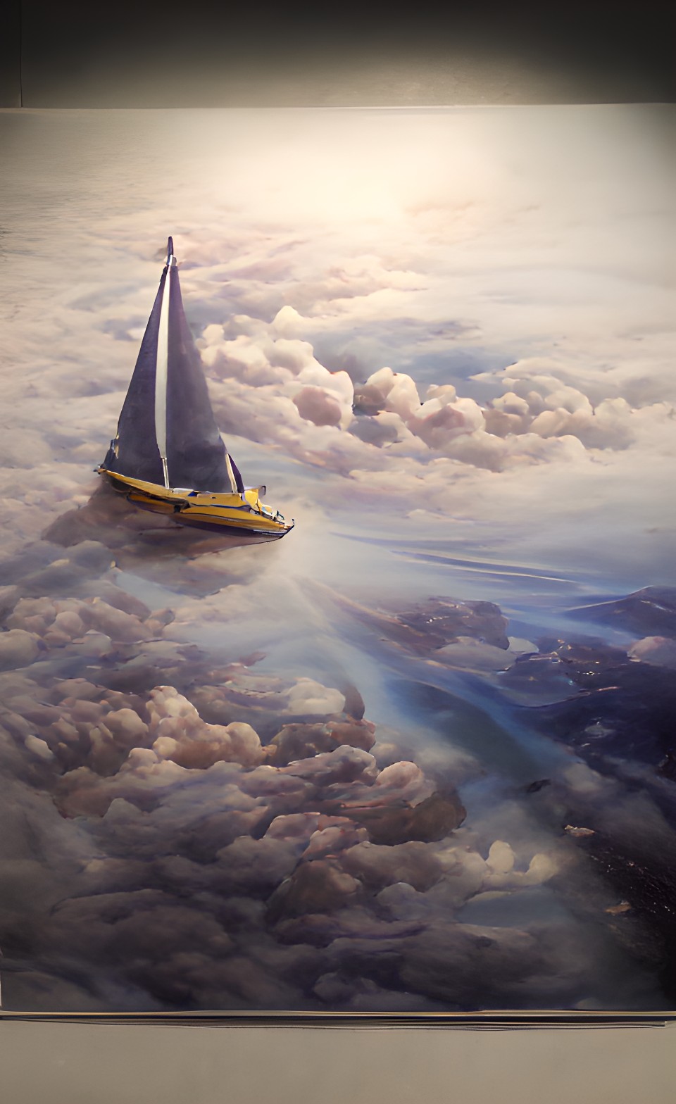 AI art cover - boat floats through sky cloud preview