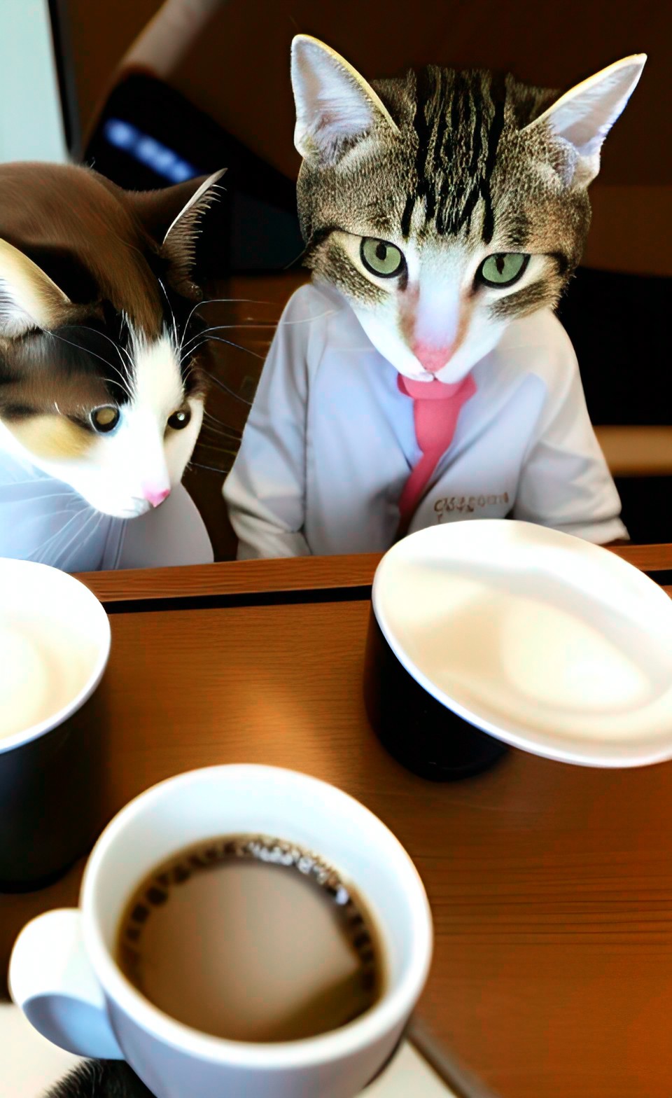 two cats discussing american politics over cups of.expensive coffee preview