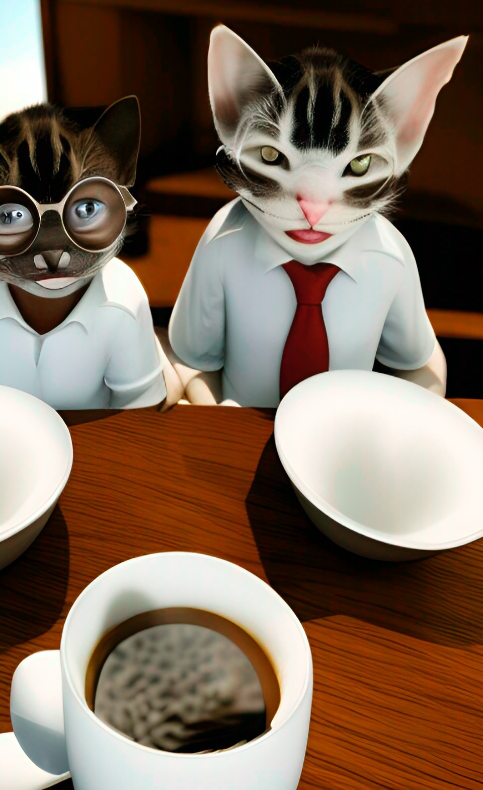 two cats discussing american politics over cups of.expensive coffee preview