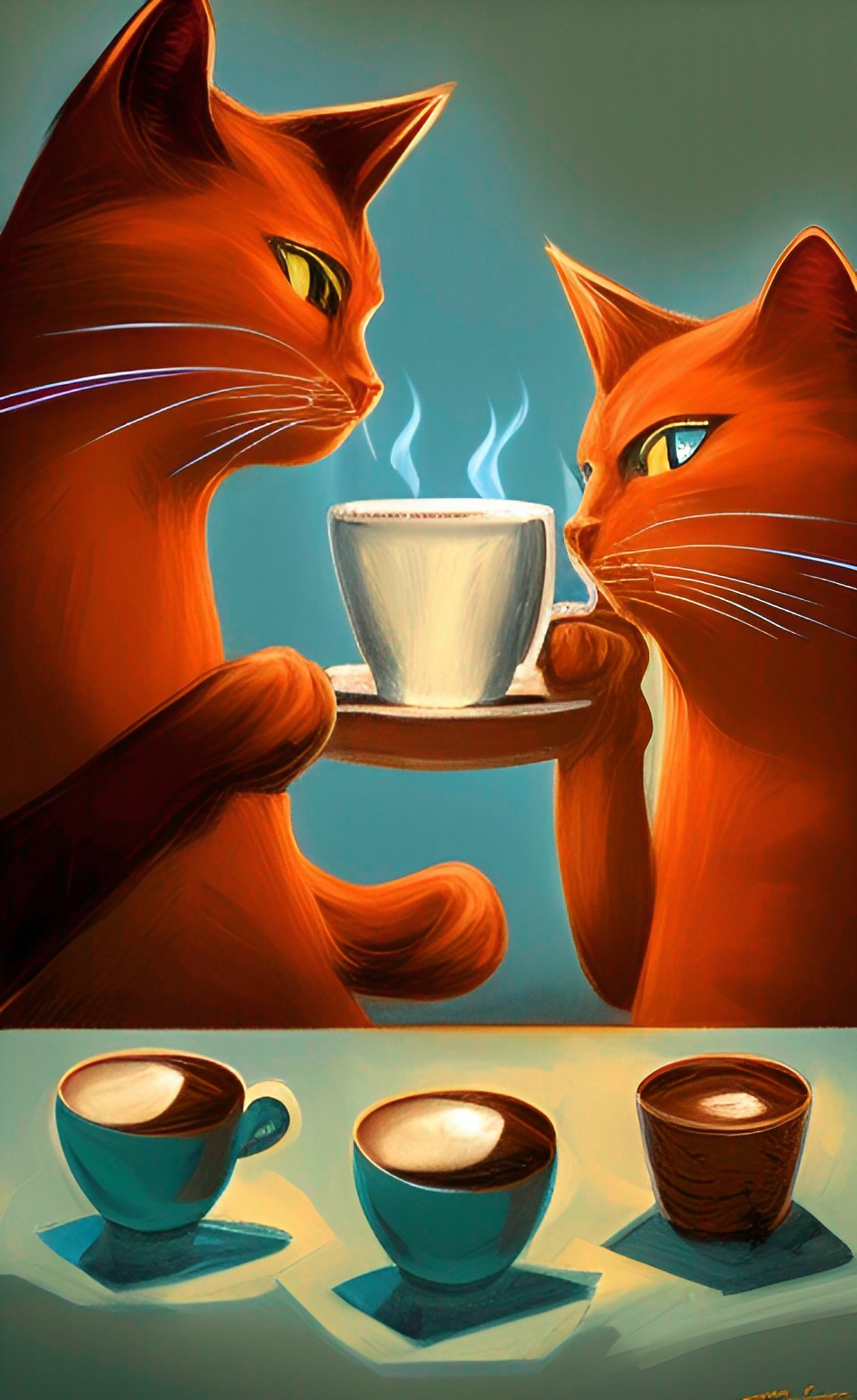 two cats discussing american politics over cups of.expensive coffee preview