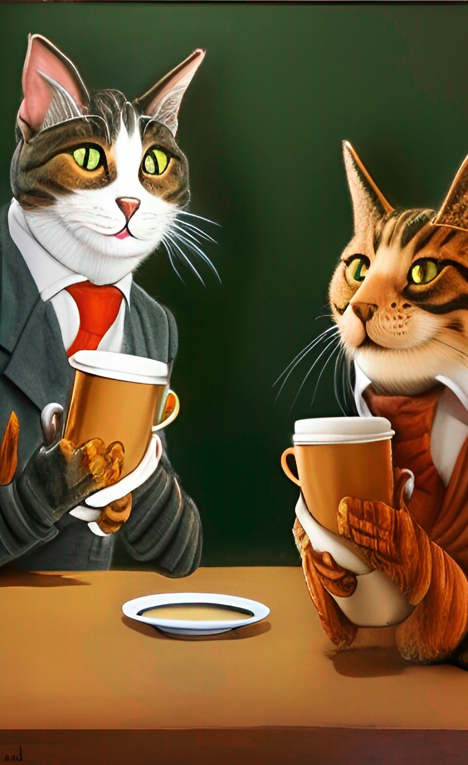 two cats discussing american politics over cups of.expensive coffee preview