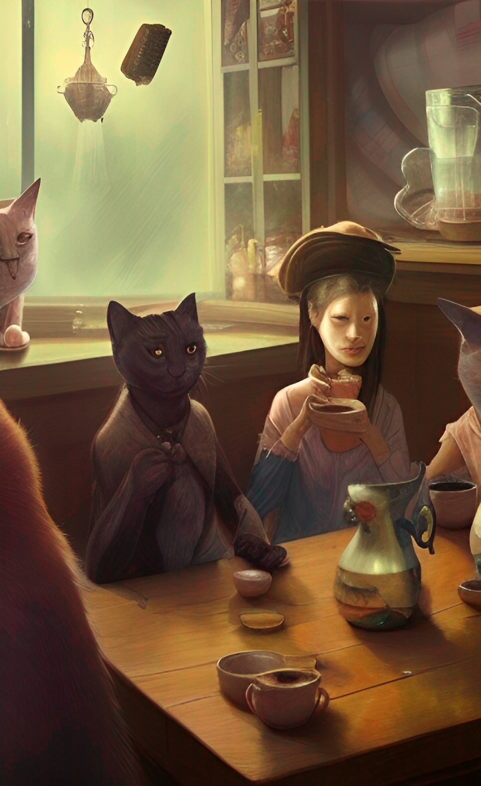 cats plotting the revolution in a cafe preview