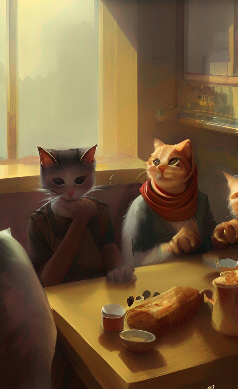 cats plotting the revolution in a cafe preview