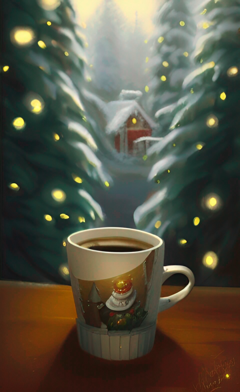 The Christmas Cup - christmas lights cup of coffee winter preview