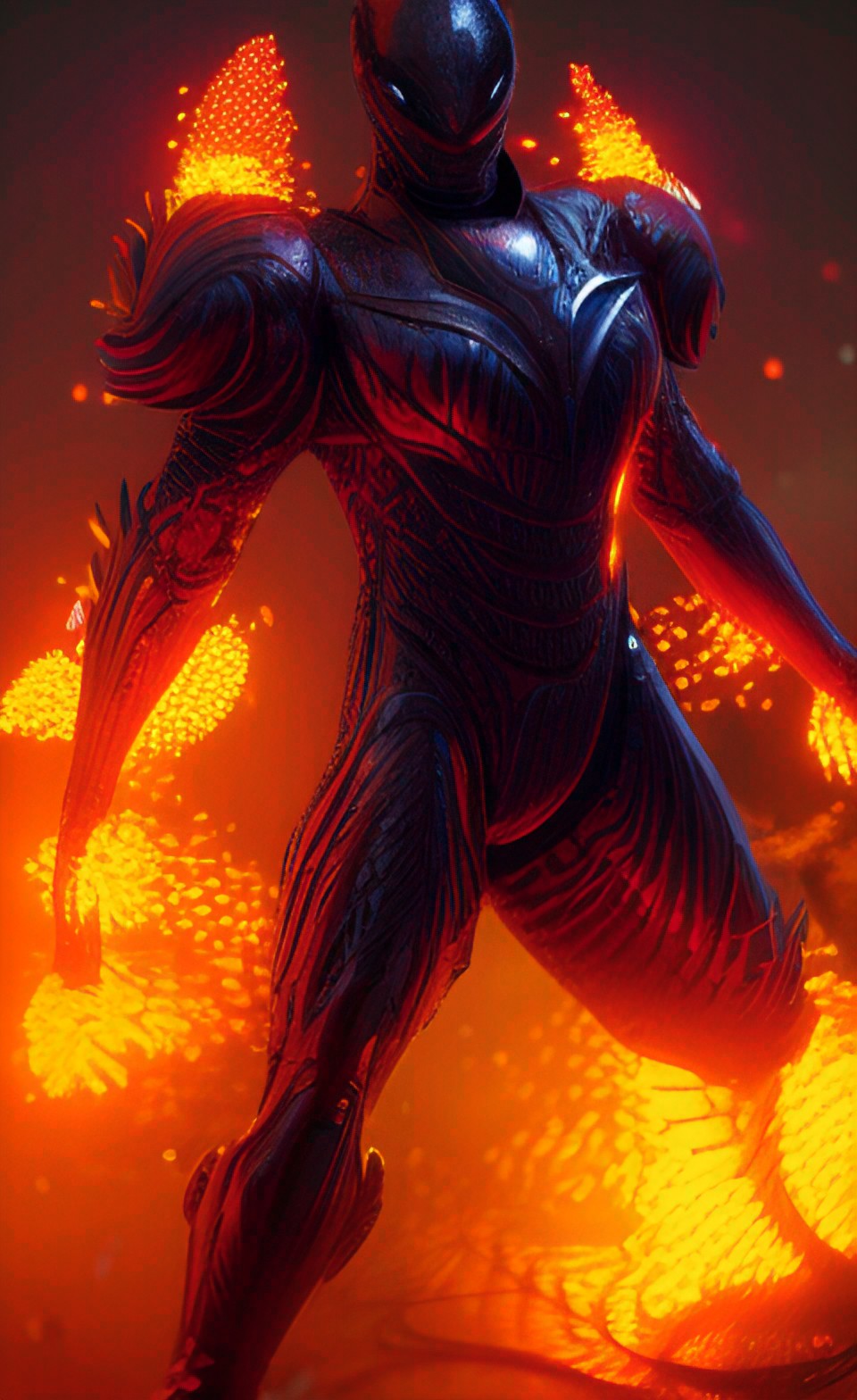 fire overlord, symbiote, living armor, kinetic armor, glowing armor, laser armor, neon armor, ghost armor, ethereal armor, energy armor, living armor, future armor, light armor ￼laser weapon, epic preview