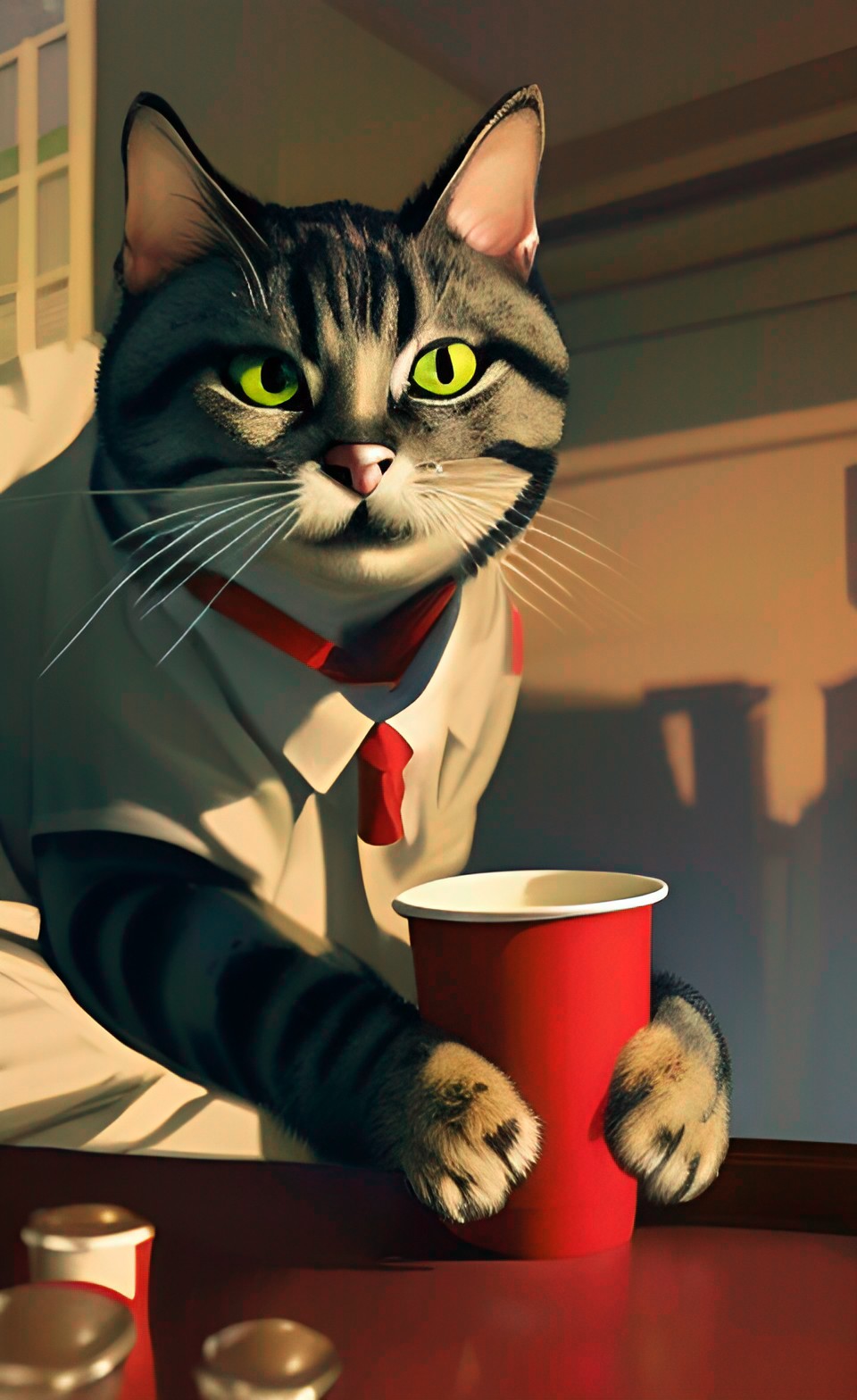 cat drinking from a red solo cup at a frat party preview