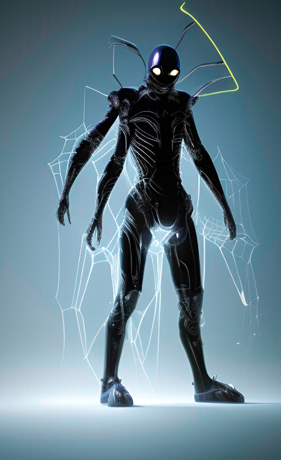 overlord of spiders, symbiote, living armor, kinetic armor, glowing armor, pearl armor, neon armor, ghost armor, ethereal armor, energy armor,future armor, lighting armor, iridescent armor. preview