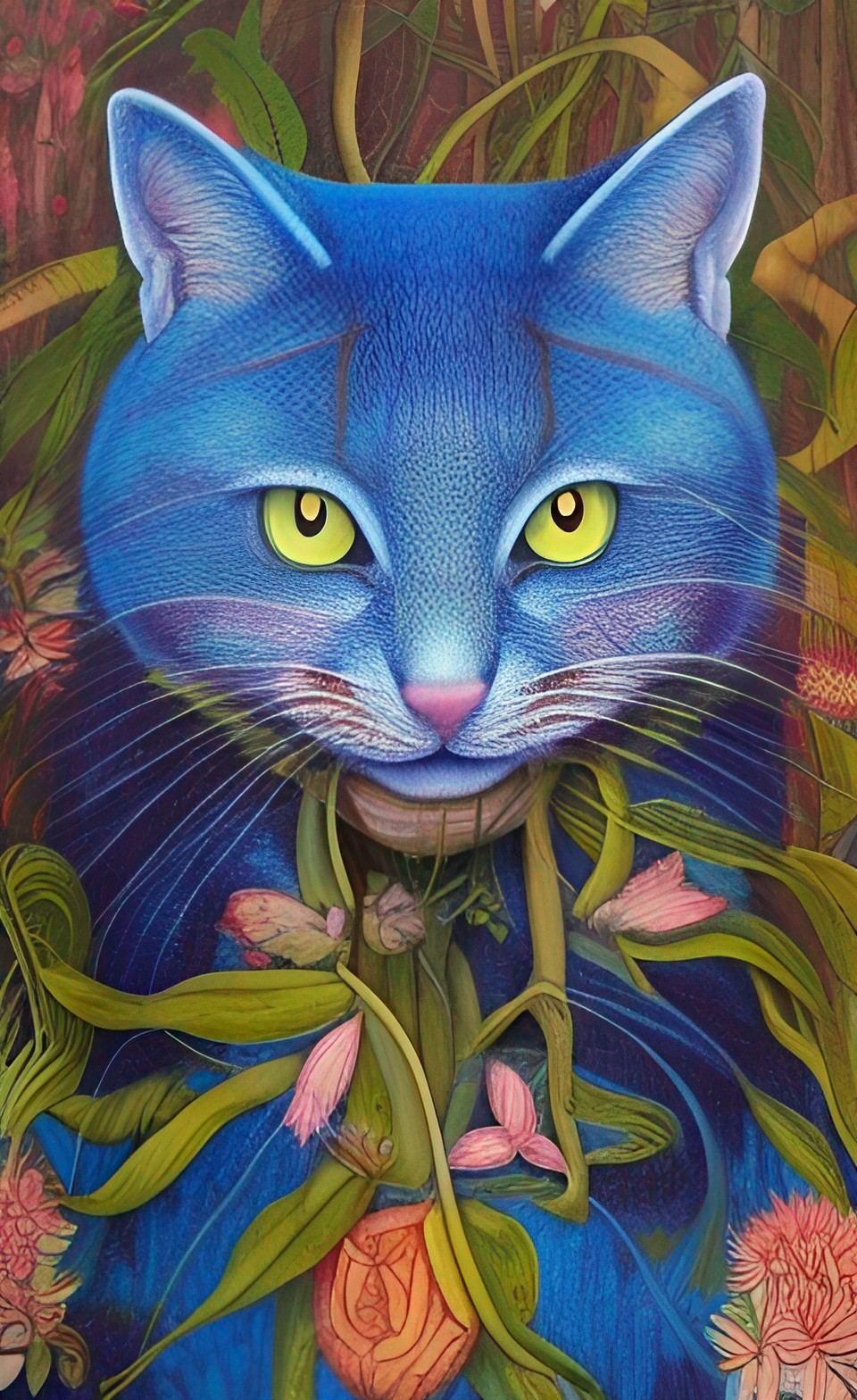 happy blue cat in the forest preview