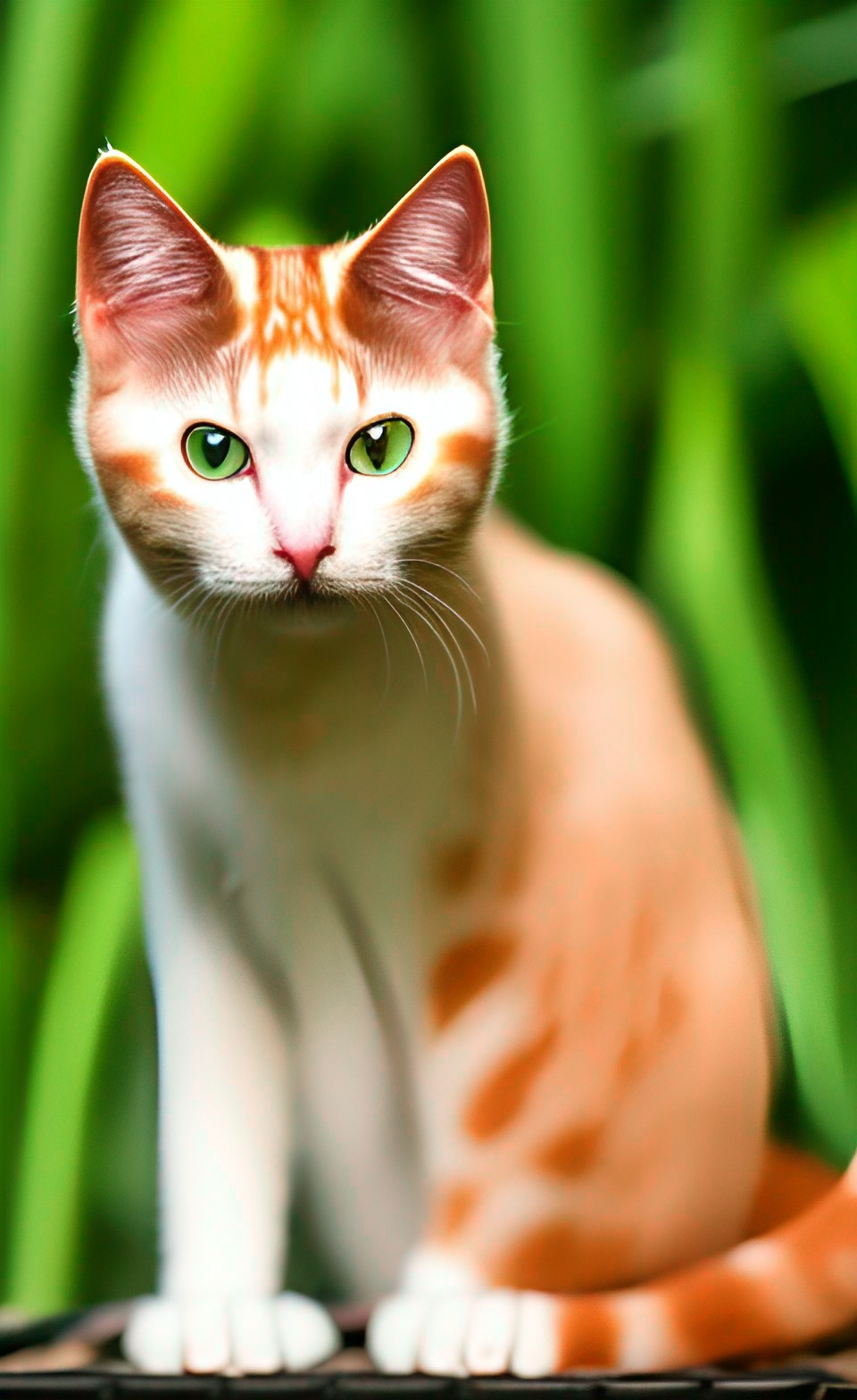 Goldsun - slender pale ginger cat with detailed leaf green eyes and barley visible stripes preview