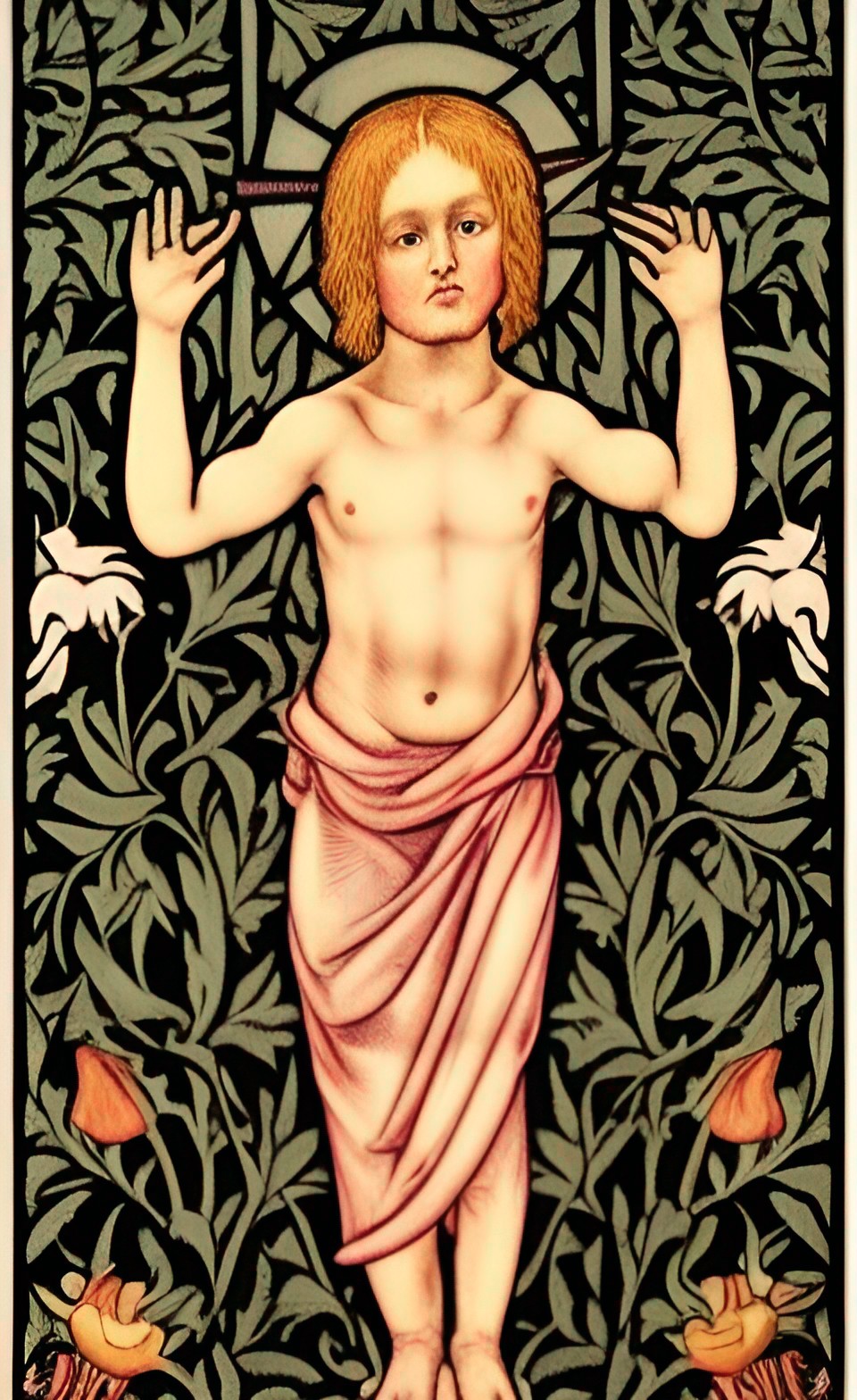 the child jesus as a child(william morris, surreal, arts and crafts movement, tarot card style) preview