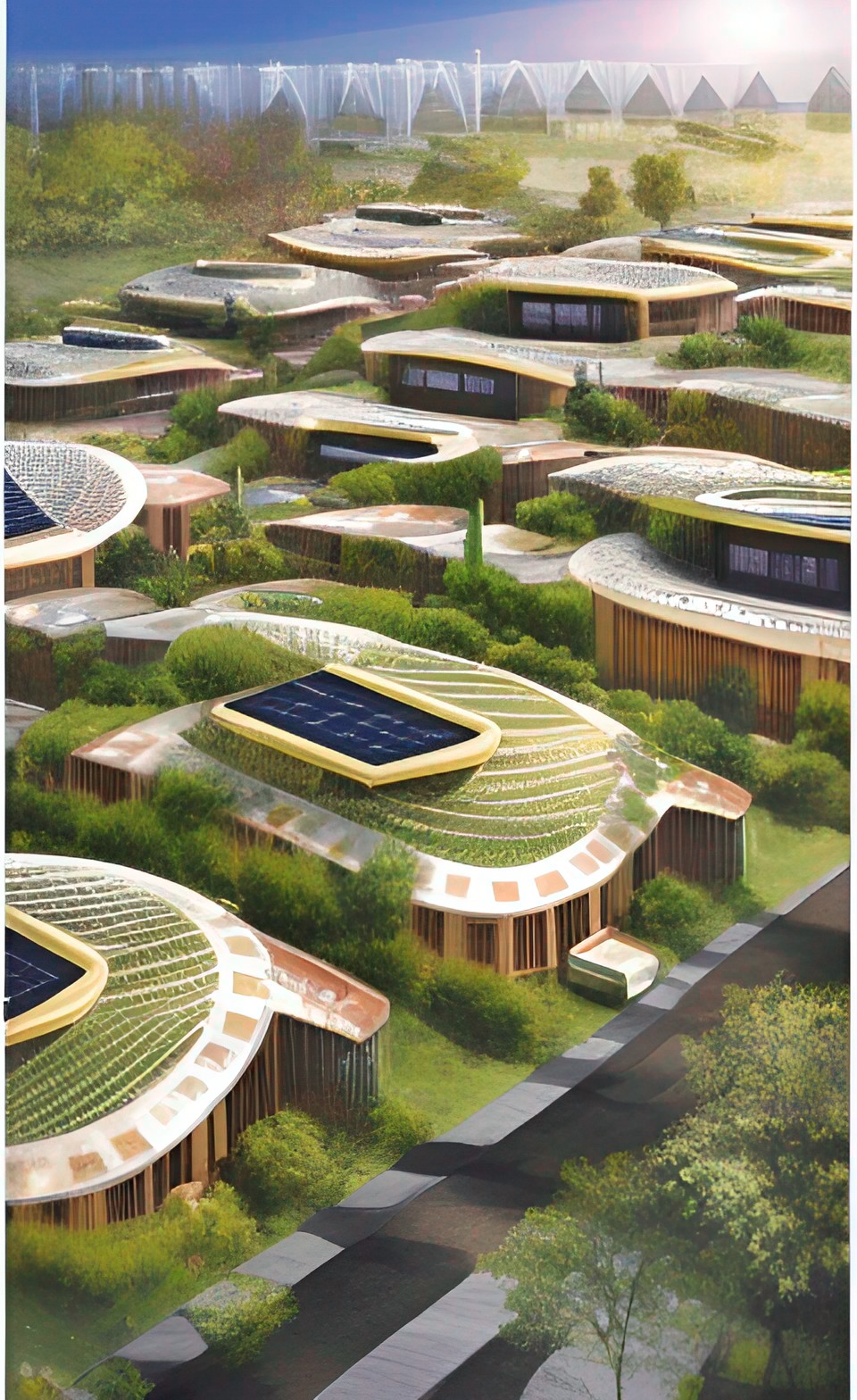 organic eco-village, high quality, high density, transit-centered affordable housing plan with solar energy preview