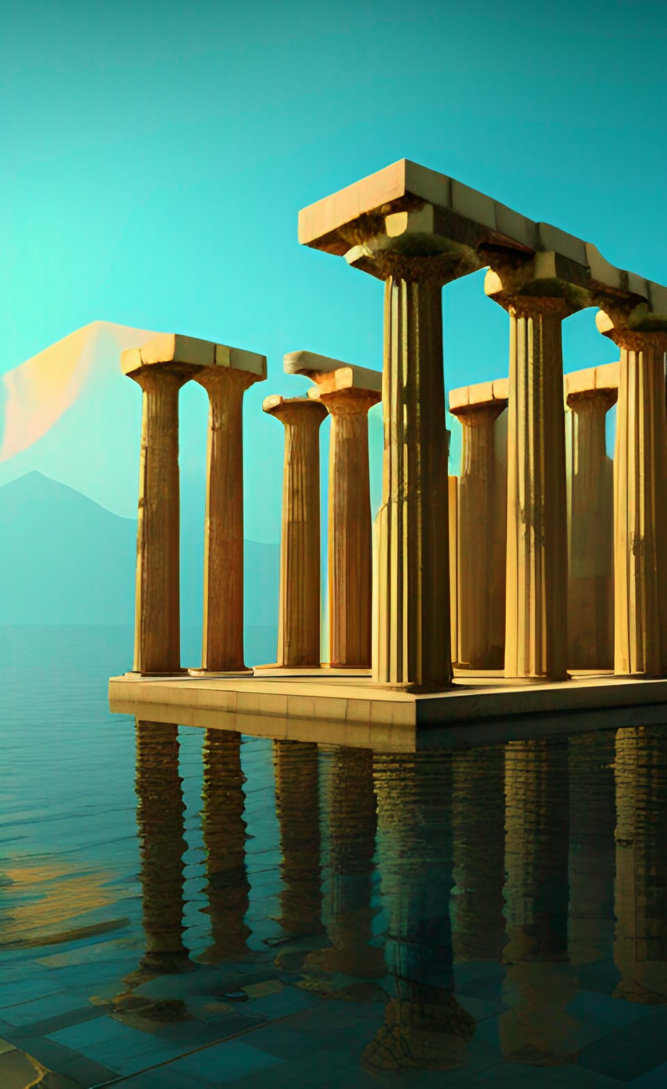 greek temple of brilliance and sacrifice by the mediterranean sea preview