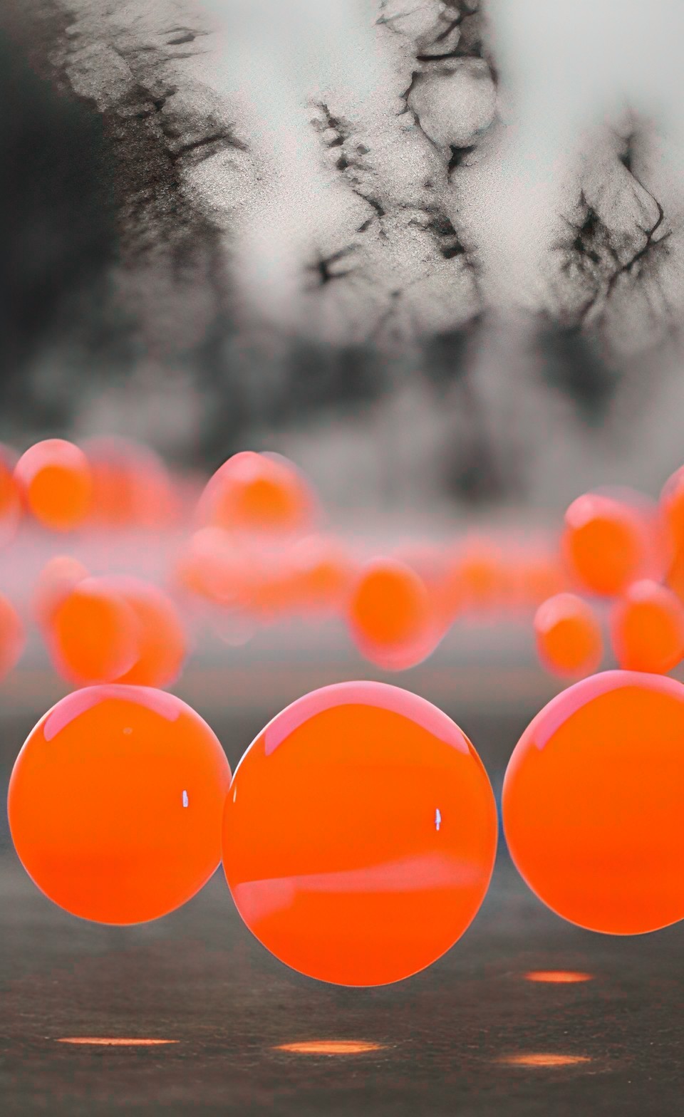 clear bubbles in neon orange color in air preview