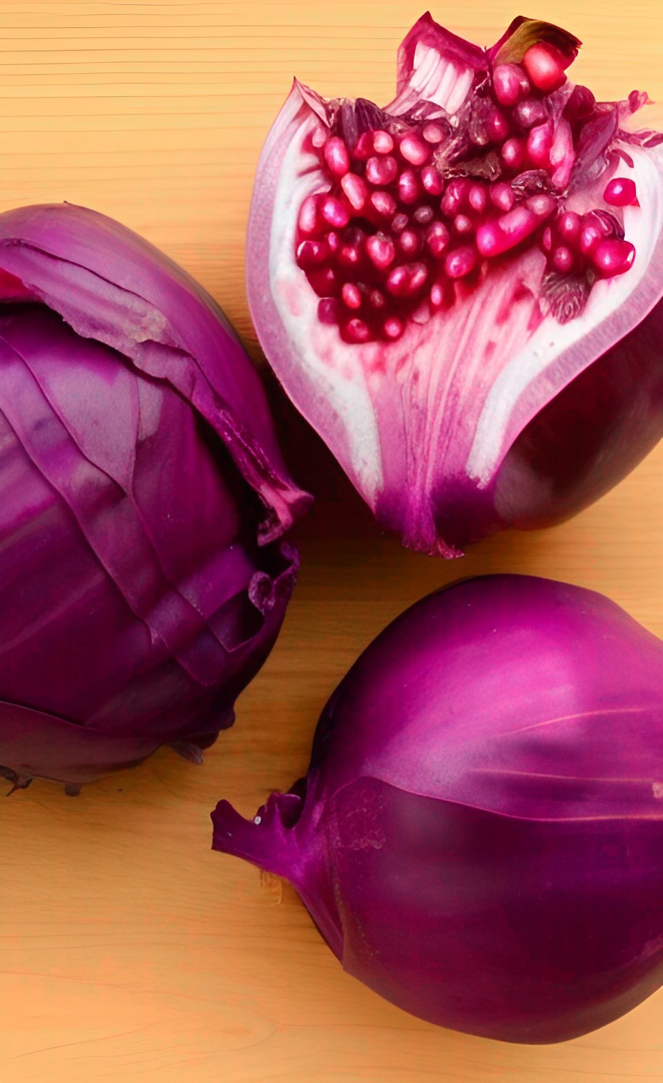 purplish red things: 
- red cabbage   
- pomegranates  
- sunsets      
beets         
strawberries preview