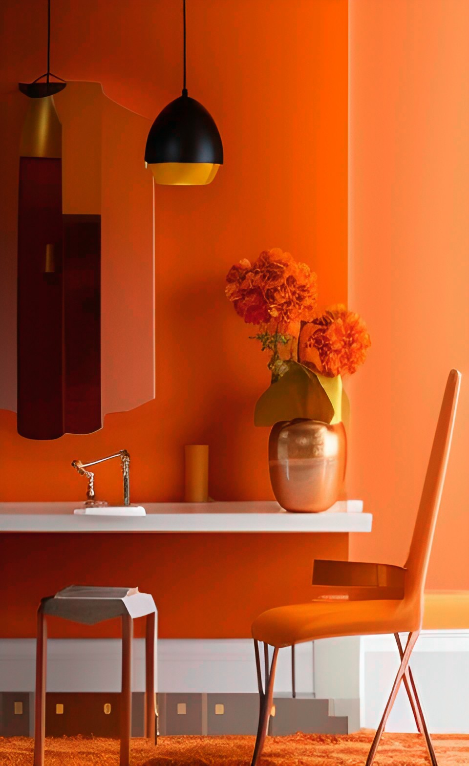 orange is a cheerful color with a warm hue ranging from light yellow to deep copper. it has a smooth texture like velvet or silk and can evoke feelings of joy, creativity, and enthusiasm. preview