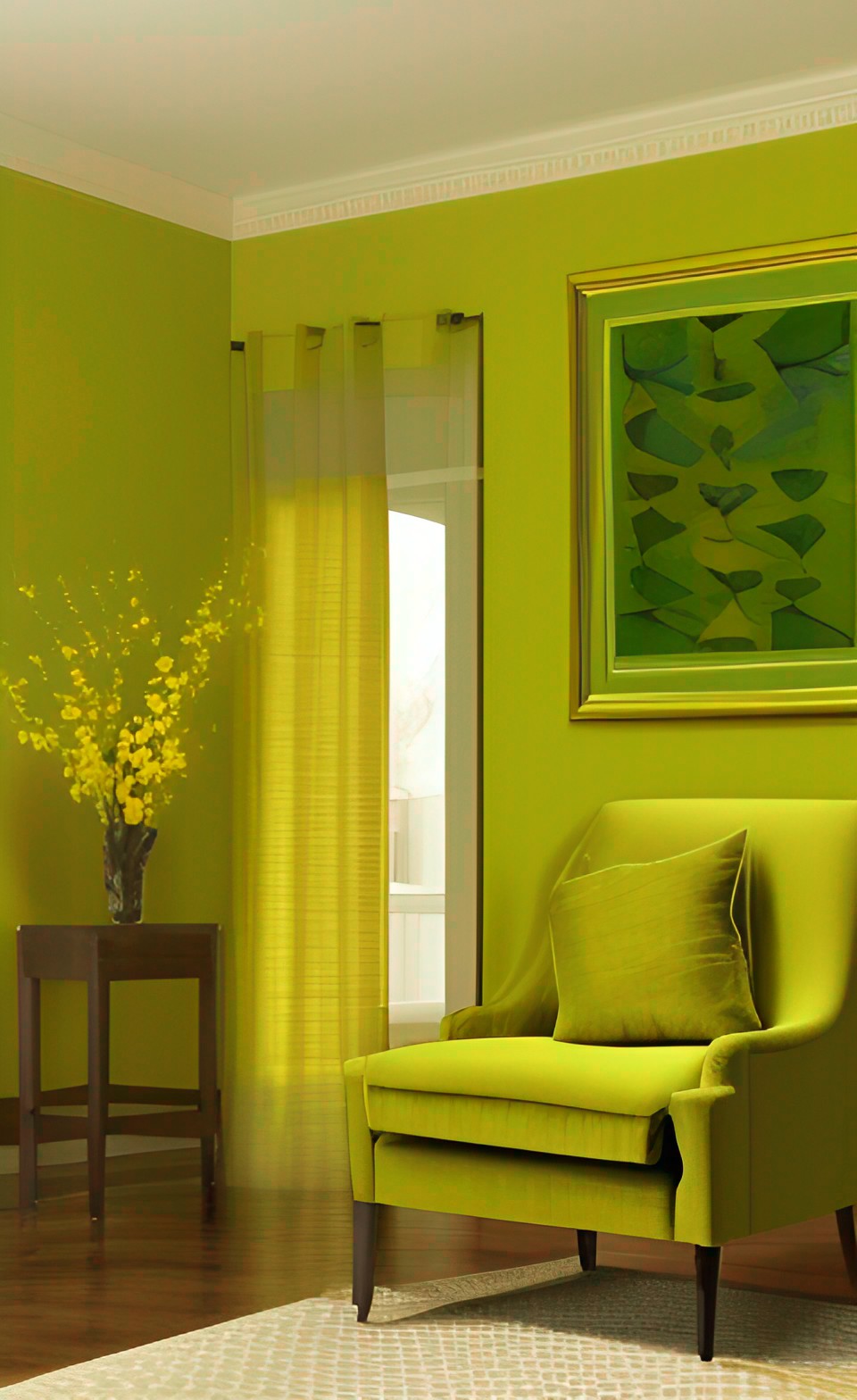 yellow green is a bright, cheerful color with a hue ranging from light olive to deep emerald. its smooth texture like silk or velvet evokes feelings of energy and optimism - perfect for bringing joy i preview