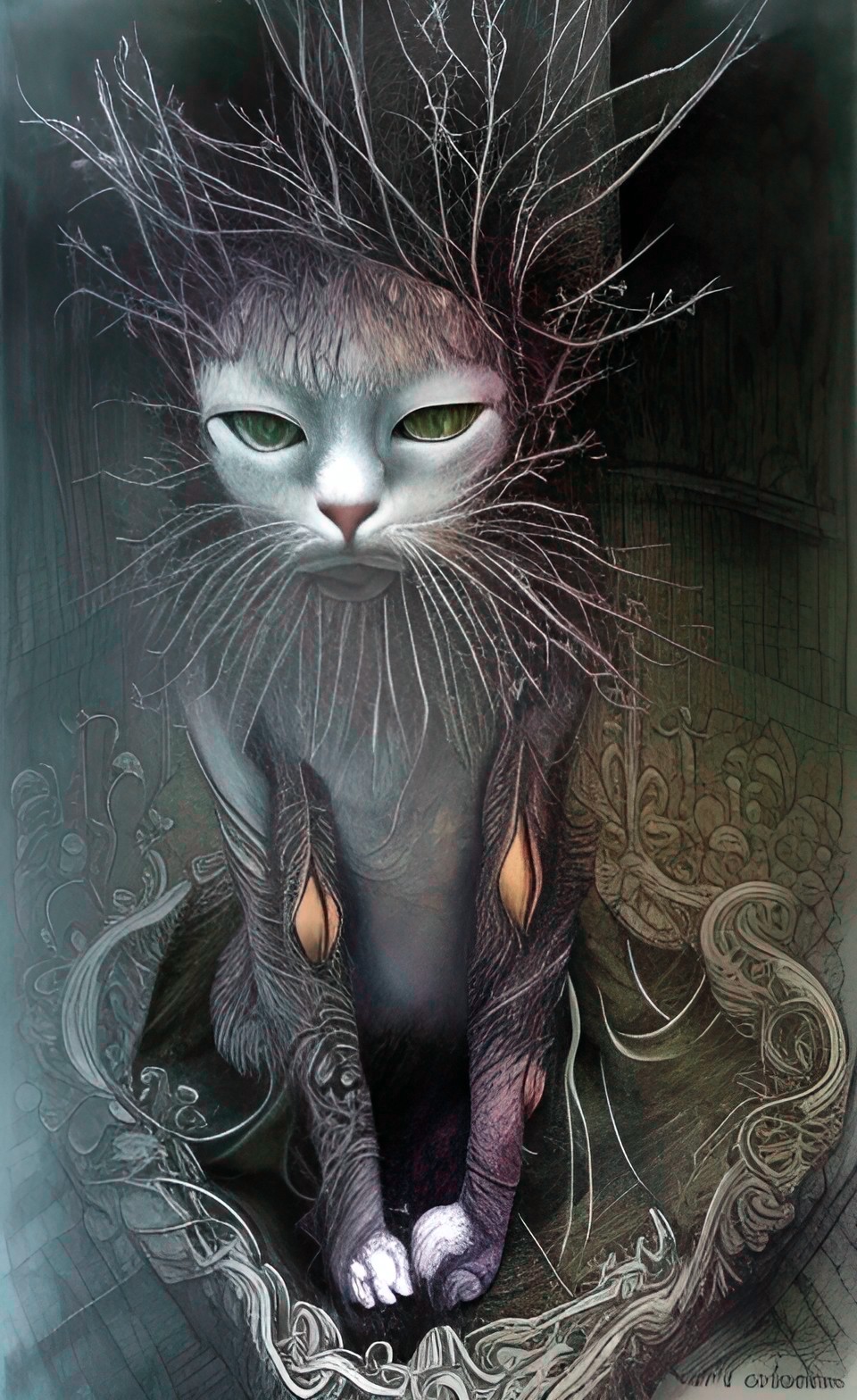 cat transformed into a mandrake. preview