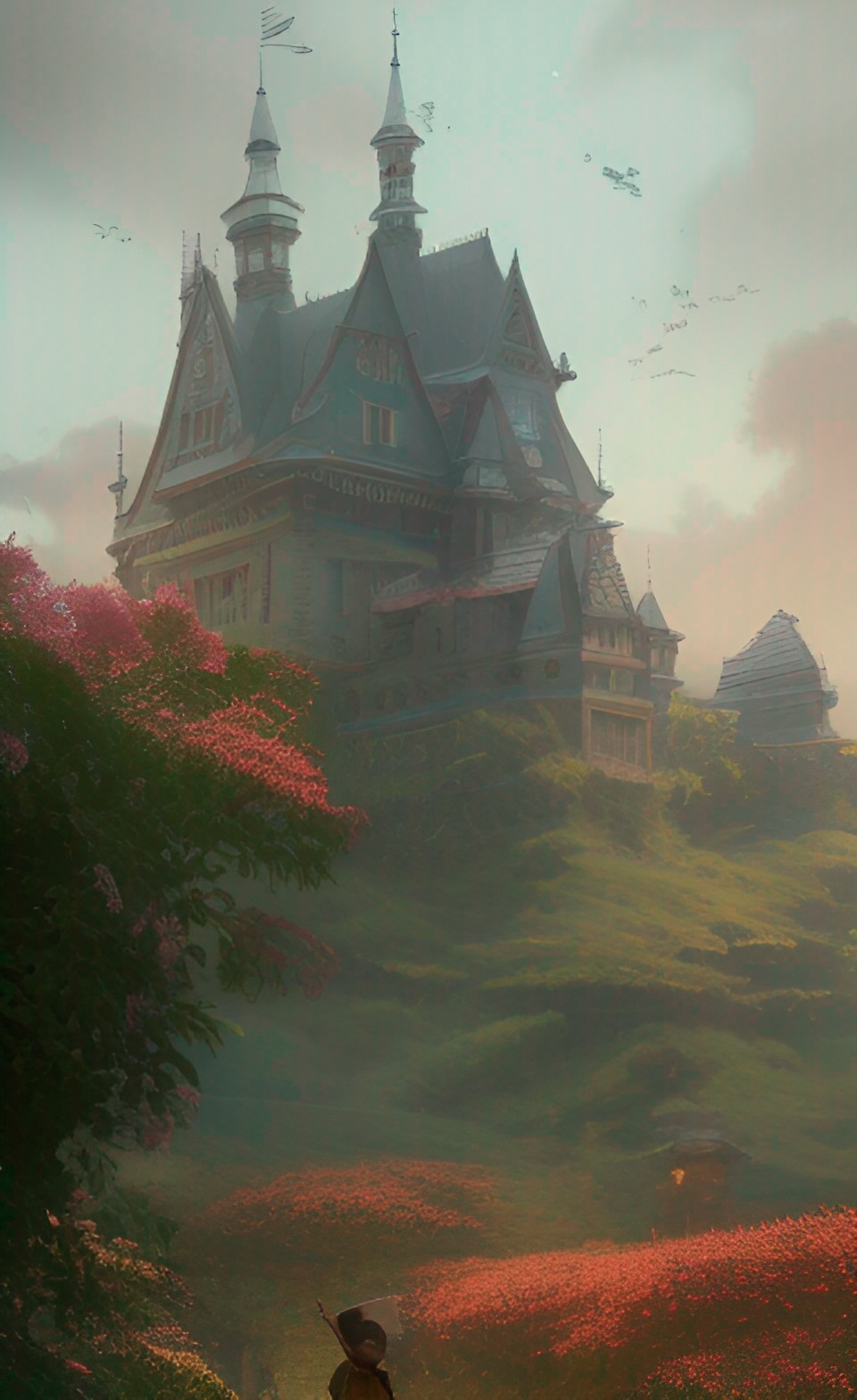 castle covered in flowers preview