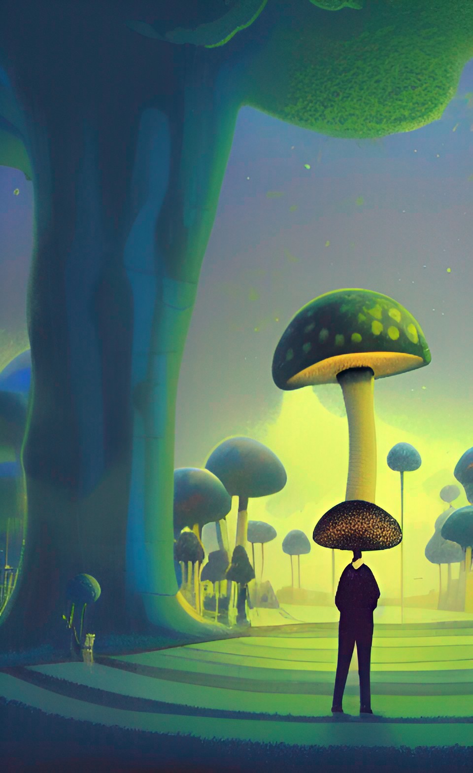 ShroomVille - man standing under a giant mushroom preview